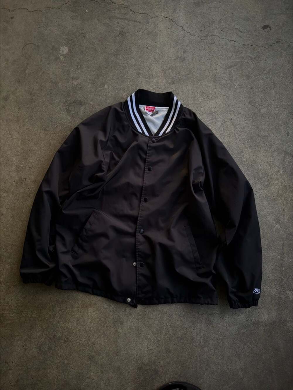 Rawlings Black Vintage Varsity Bomber Jacket Size M